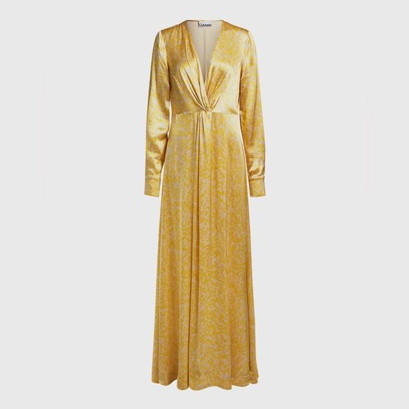 Ganni Cameron V-neck Floral Satin Maxi Dress